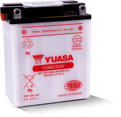 YUASA YB12AL-A2 Аккумулятор 12 Ah, 165А, 12V, (-/+), 134x80x160 мм