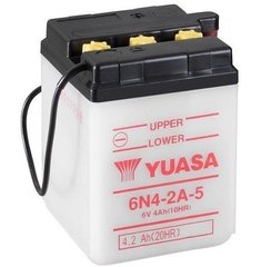 Мотоакумулятор YUASA 6N4-2A-5 6V, 4Ah, д. 71, ш. 71, в.96, обсяг 0,2 л., Вага 0,8 кг, без електроліту