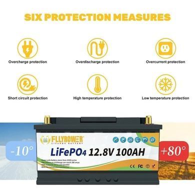 Акумулятор FlyPower LiFePO4 12V/100AH, 1280W*h, 50А/100А (літій-залізо-фосфатний акумулятор для ДБЖ (UPS))