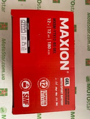 YTX12-BS MAXION (GEL) Мото акумулятор гелевий, 12V, 12Ah, EN 180А 150x87x130 мм