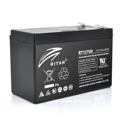 Акумуляторна батарея AGM RITAR RT1270B, Black Case, 12V 7.0Ah (151 х 65 х 94 (100)) Q10