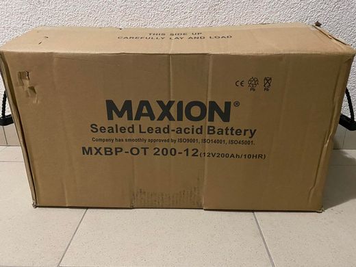 Акумуляторна батарея Maxion AGM MXBP-OT 200-12 12V 200Ah (522x240x217мм) Black 60кг