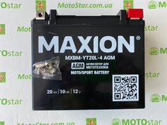 Аккумулятор для мототехники Maxion MXBM-YT20L-4 AGM 12V, 20 A/ч, 290 A, (-/+), 175x87x155 мм (YTX20L-BS)