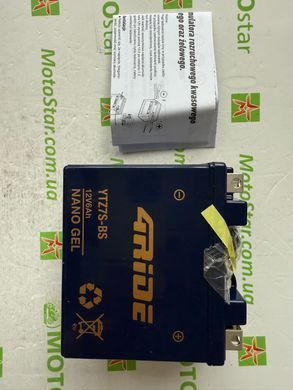 Гелевий акумулятор YTZ7S-BS 4RIDE NANO GEL 12V 6Ah 95A R+ , 113x69x105мм вес 1.9 кг
