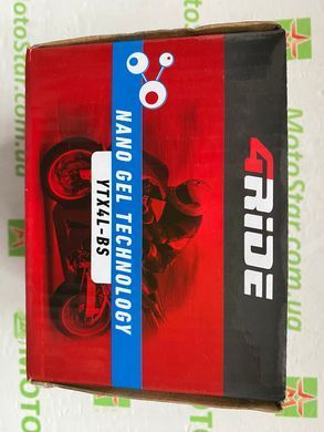 Акумулятор YTX4L-BS 4RIDE Nano GEL 12V 4Агод. 60А R+, 114x70x85мм, вага 1,37кг