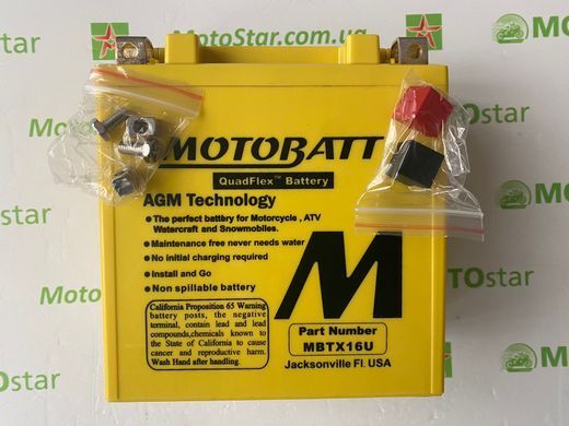 Motobatt MBTX16U Мото акумулятор 19 A/ч, 250 A, (+/-)(-/+), 151x87x161 мм