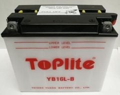 Мотоакумулятор TOPLITE YB16L-B 12V,19Ah,д. 176, ш. 101, в.156, объем 1,2, вес 6,3 кг,без электролита