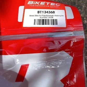 Повітряний фільтр BIKETEC BT134368 KAWASAKI KLV 1000 '04-06, SUZUKI DL 650 '04-06, DL 1000 '02-10(OEM 13780-06G00, 13780-27G10) (HFA3611)