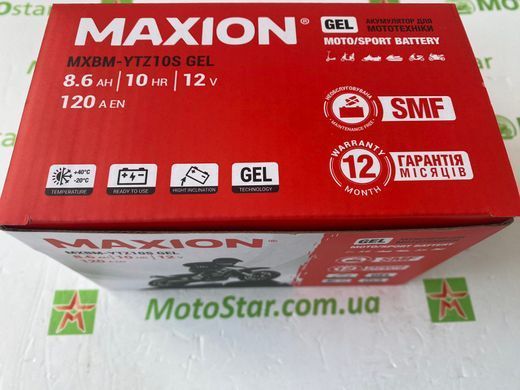 YTZ10S MAXION (GEL) Мото аккумулятор гелевый, 12V, 8,6Ah, 150x87x94 мм
