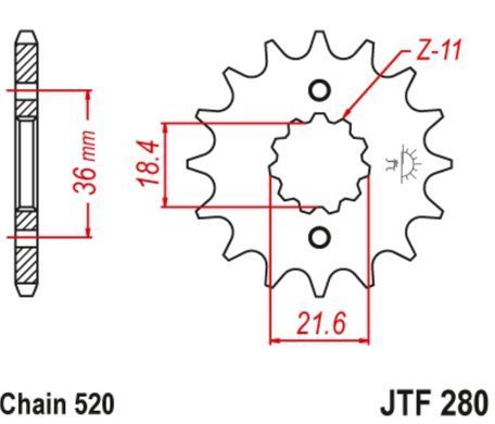 JT JTF280.13 - Зірка передня HONDA AX-1, NX, XL 250 1978-1995