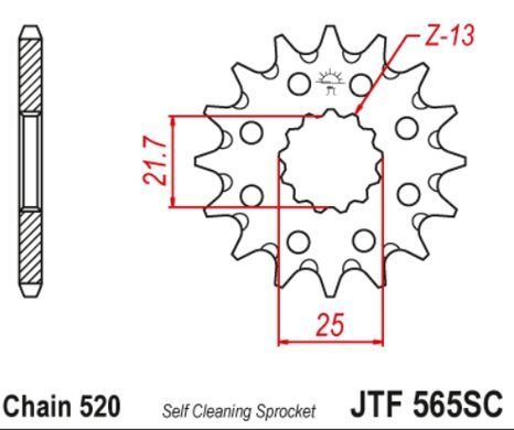 JTF565,12SC Звезда передняя KAWASAKI EN, ER, ER-6F, ER-6N, EX, KLE, KLX, KX, W, Z; SUZUKI GS, RGV, SFV, SV; YAMAHA DT, FZ, MT-03, TDR, TT, TZR 250-800 1975-2020