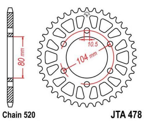 JT JTA478.40 - Звезда задняя легкосплавная