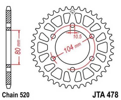 Купити JT JTA478.47 - Зірка задня легкосплавна - опис, підбір