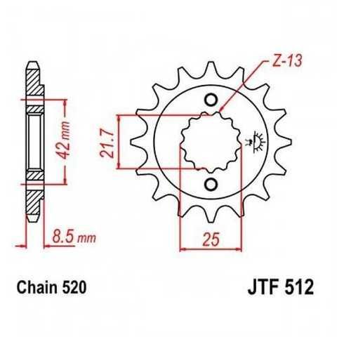 Купить JT JTF512.15 - Звезда передняя - описание, подбор, продажа