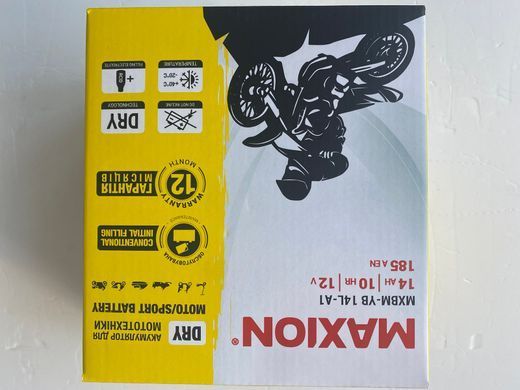 Аккумулятор для мототехники MAXION MXBYBM-14L-A1 12V, 14Ah, 185 А, 134x89x166 мм